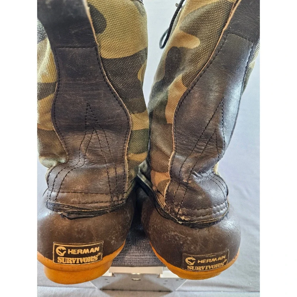 Herman Survivors Vintage Camo Duck Boots Mens 9 Steel Shank Rubber Hunting Work